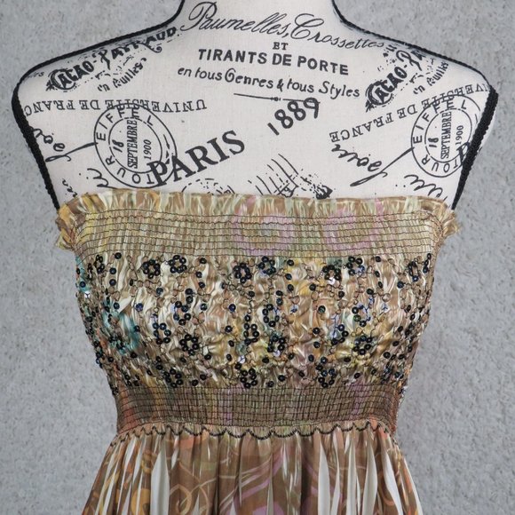 Lapis* Women's Smock Top Spaghetti String Sequence Maxi Dress~ One Size Fits ALL - Picture 6 of 13